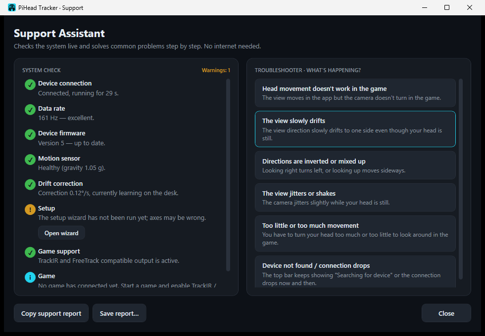 Support Assistant: system check and troubleshooter